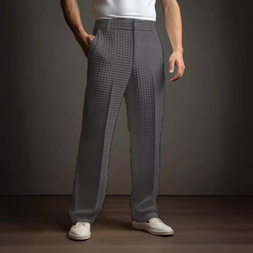 CASUAL Versatile Business Straight Men's Waffle SUIT Pants