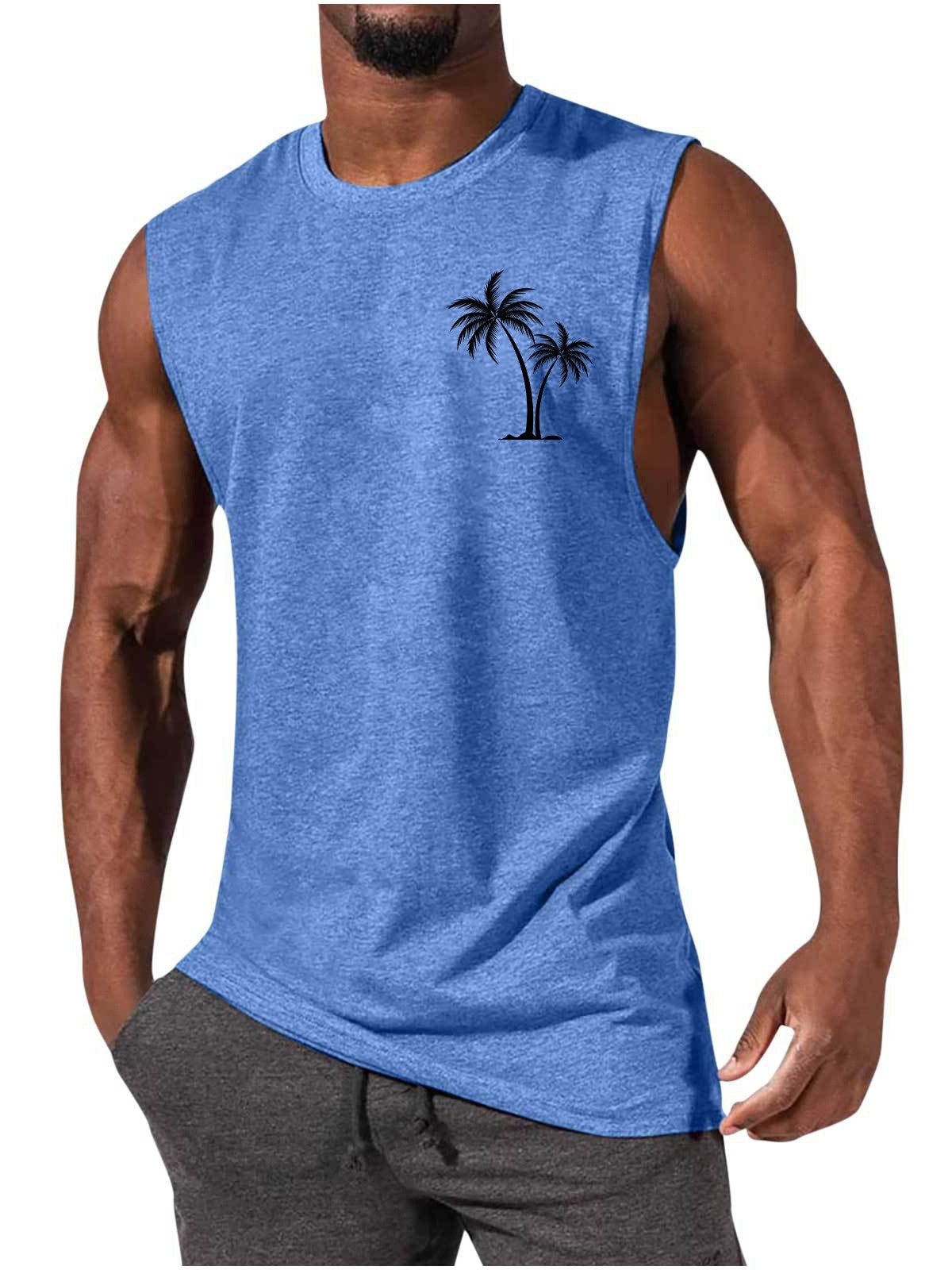 BESTSELLER Coconut Tree Embroidery Vest Summer Beach Tshirt - Swefashionstore