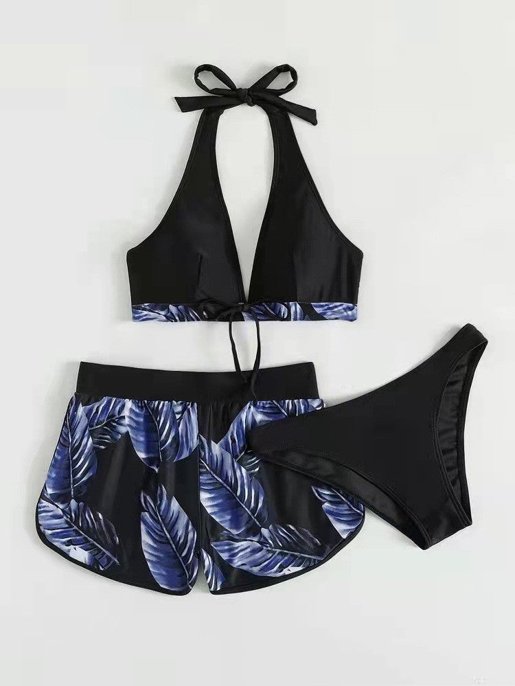 3-teiliger Bikini mit Shorts