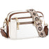 Triple-zipper Shoulder Bag With Floral Embroidered Straps - Swefashionstore