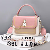 Wide Shoulder Strap Embroidery Thread Contrast Color Large Capacity Shoulder Bag - Swefashionstore