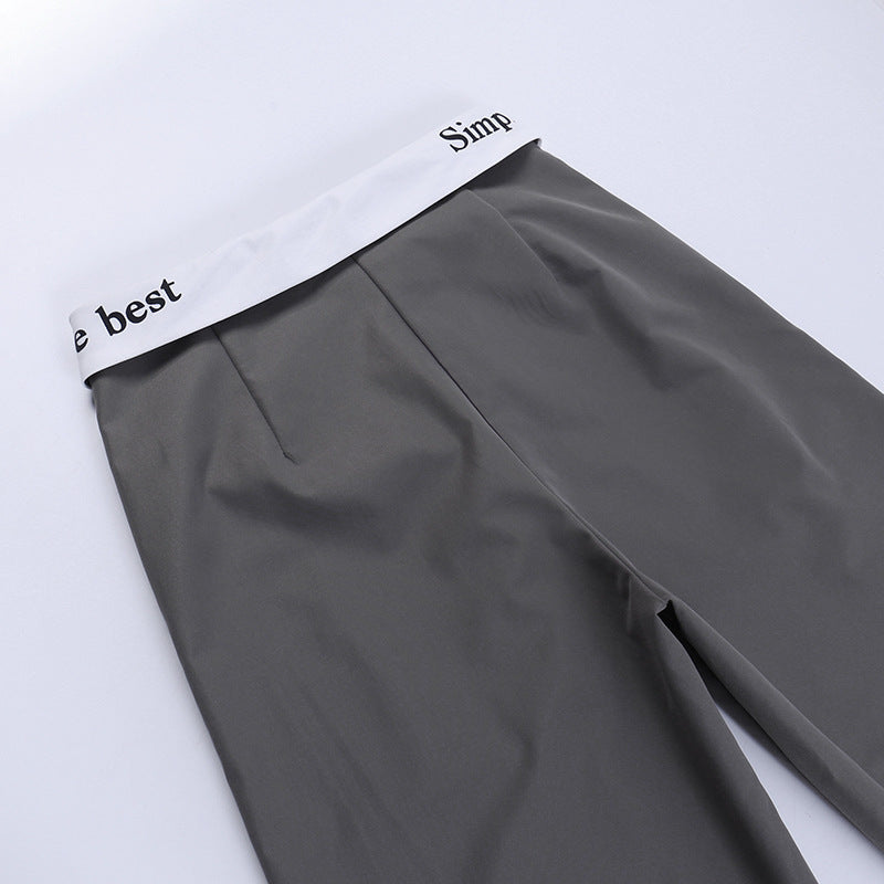 Knitted High Waist Contrast Color Loose Trousers - Swefashionstore