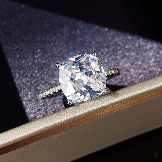 FOUR-CLAW White Square DIAMOND Ring Large Zircon - Swefashionstore
