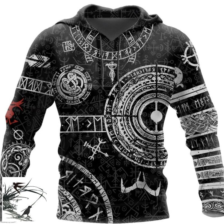 Viking Odin Tattoo D Printed Men hoodies - Swefashionstore