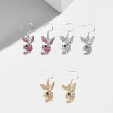 Cute Full Diamond Rabbit Stud Earrings Women - Swefashionstore