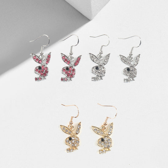 Cute Full Diamond Rabbit Stud Earrings Women - Swefashionstore