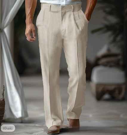 Double Pleated Fashion Casual Straight Trousers - Swefashionstore