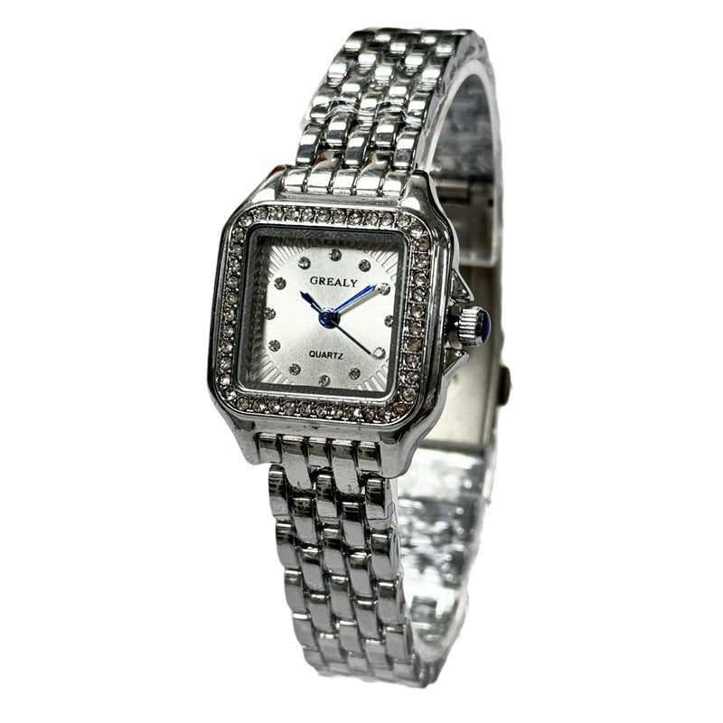 Classic Retro-Square Waterproof Women's Diamond-embedded Watch