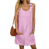 Summer Fashion U-Neck Sleeveless Casual Straight Slimming Mini Dress - Swefashionstore