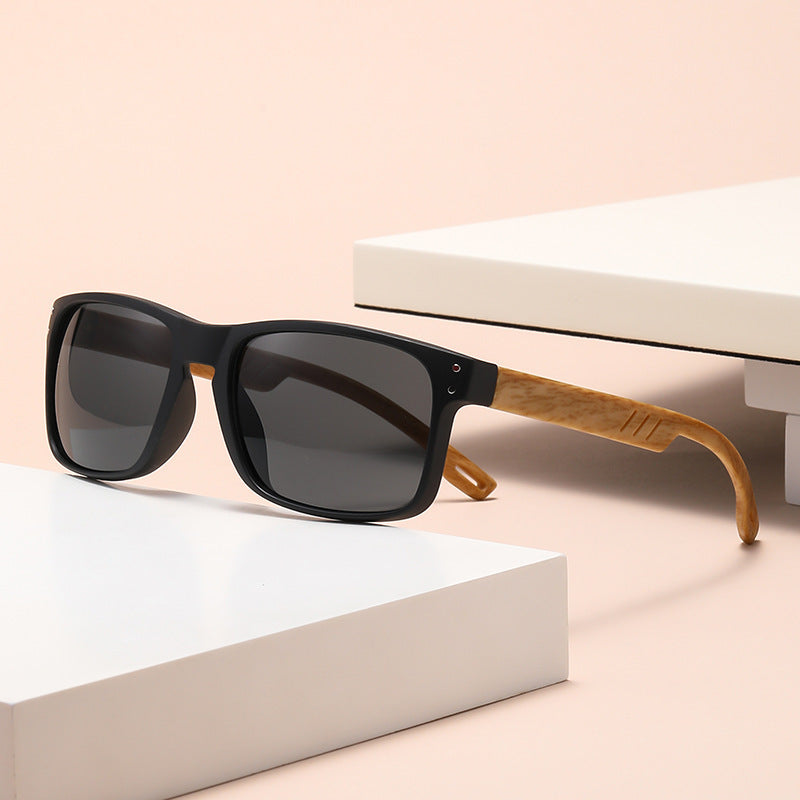 RETRO Holzmaserung UV400 Bein Sonnenbrille