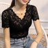 V-neck Hollow Sexy Lace Bottoming Shirt Innerwear Short Sleeve - Swefashionstore
