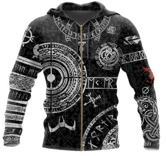Viking Odin Tattoo D Printed Men hoodies - Swefashionstore