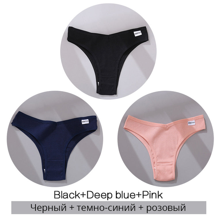 Bestseller 3Pcs Women Cotton-Thong Underwear - Swefashionstore