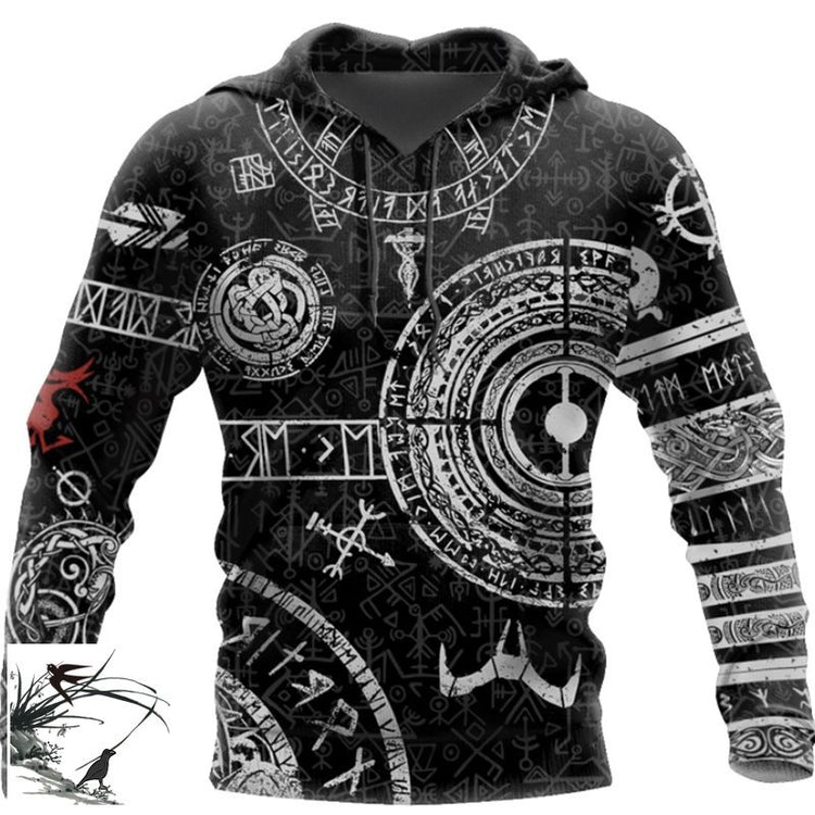 Viking Odin Tattoo D Printed Men hoodies - Swefashionstore
