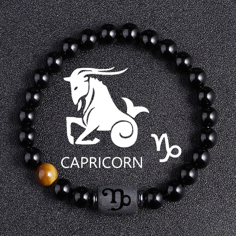 Twelve Constellation Black Glass Tiger-eye Bracelet - Swefashionstore