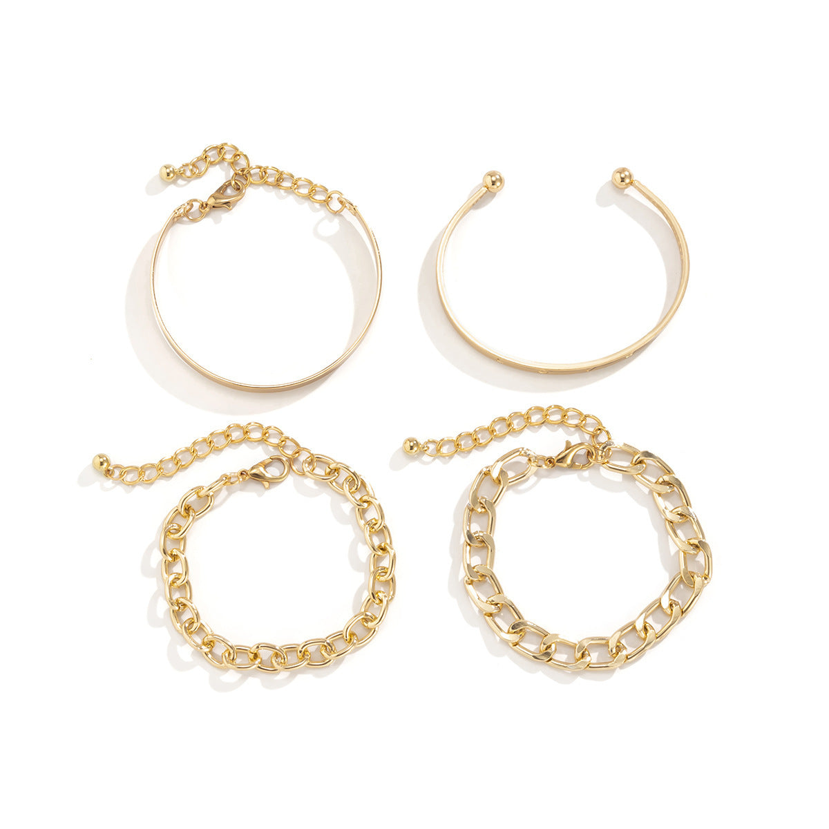 Schlichtes und glattes C-förmiges Hohlkettenarmband-Set