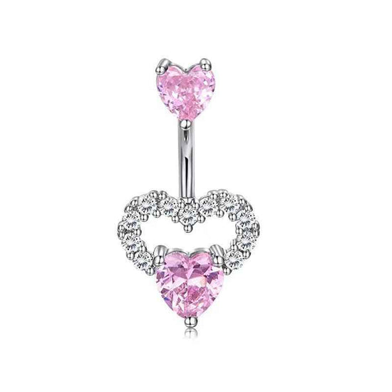Hot Sale  Zirconium Loving Heart Zircon Navel Stud