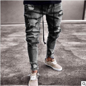 Knee hole Denim zipper feet Jeans - Swefashionstore
