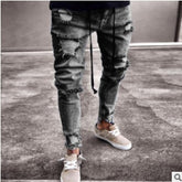 Knee hole Denim zipper feet Jeans - Swefashionstore