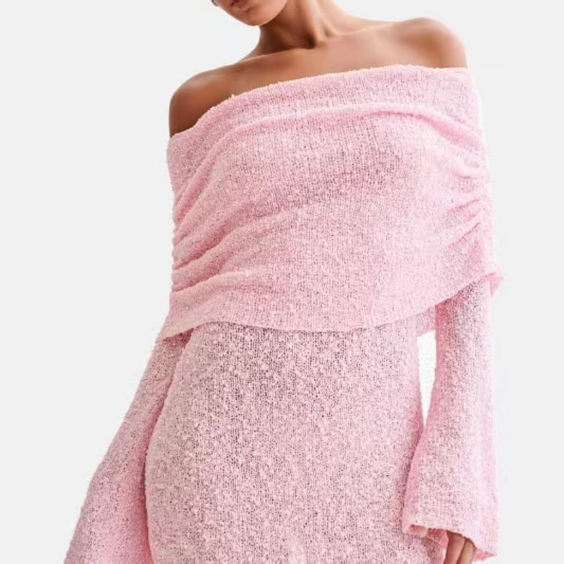 New Summer Knitted Dress Elegant Stylish Mini Neck Dress