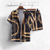 GOLD FASHION Chain 3D Digital Printing Shirt Shorts Suit - Swefashionstore