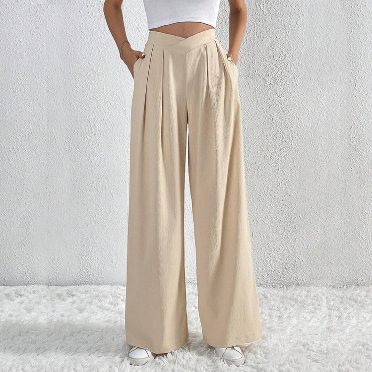 Summer New Solid Color Pleated Casual Wide-leg Pants - Swefashionstore