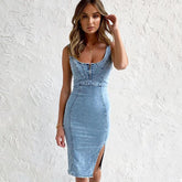 New U-neck Suspender Denim Summer Casual Dress - Swefashionstore