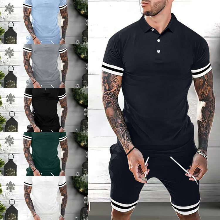 Mens Short Sets 2 Piece Outfits Polo Shirt - Swefashionstore