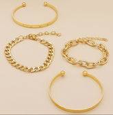Simple And Smooth C-shaped Hollow Chain Bracelet Set - Swefashionstore
