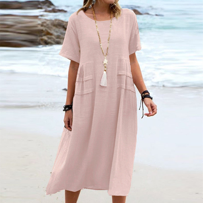 Damen Sommer Lockeres Lässiges MIDI-Kleid