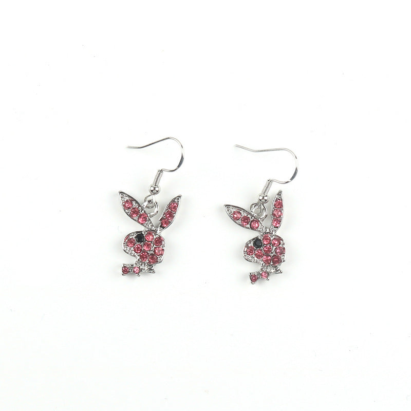 Cute Full Diamond Rabbit Stud Earrings Women - Swefashionstore