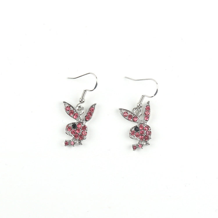 Cute Full Diamond Rabbit Stud Earrings Women - Swefashionstore