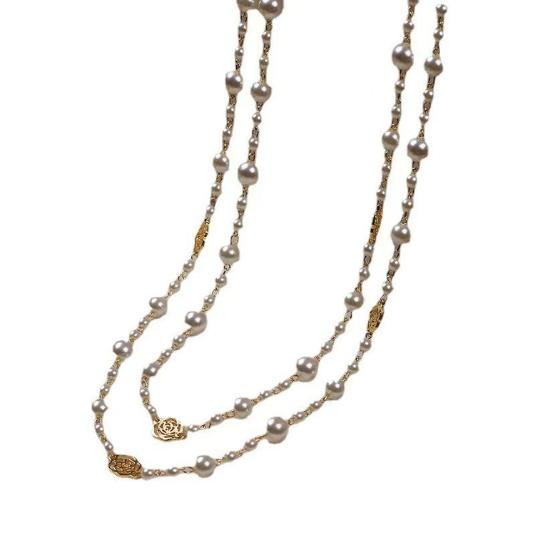 Retro Multi-layer Pearls Necklace Fashion Long Sweater Chain Versatile Accessories For Women - Swefashionstore