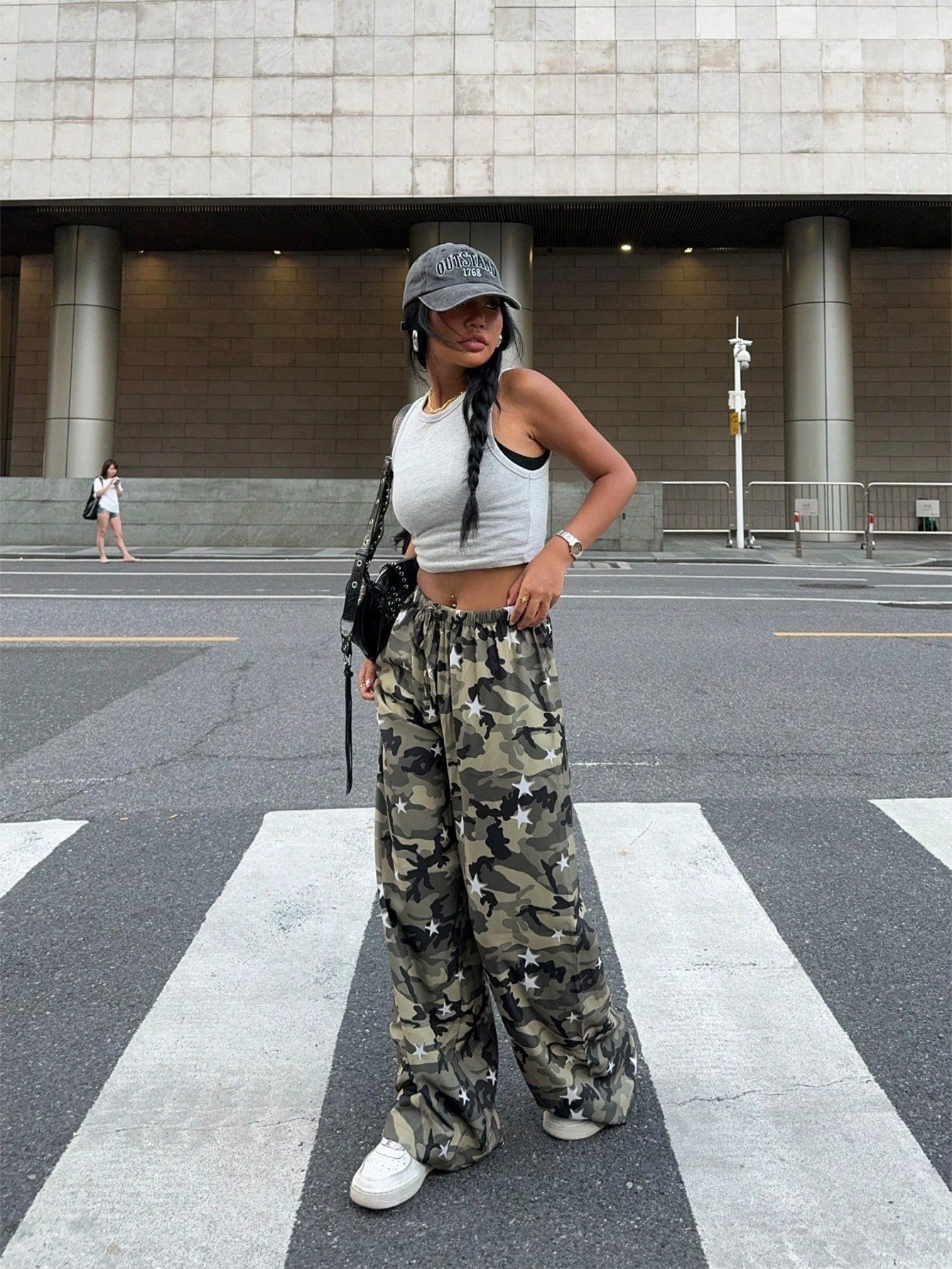 Camouflage Fashionable Slim High Waist Straight Trousers - Swefashionstore