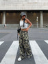 Camouflage Fashionable Slim High Waist Straight Trousers - Swefashionstore