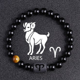 Twelve Constellation Black Glass Tiger-eye Bracelet - Swefashionstore