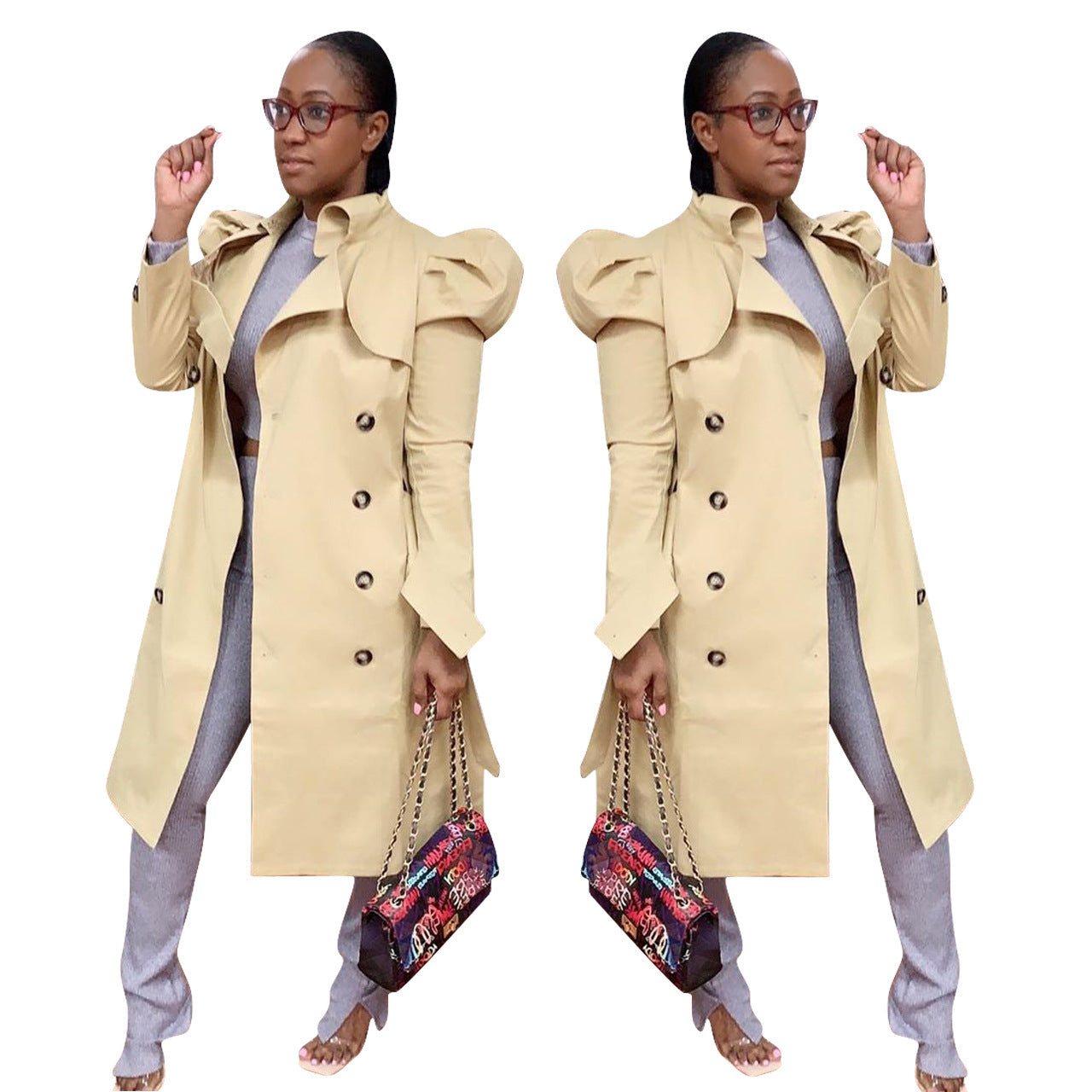 Pure Color All-match Long Trench Coat Women&