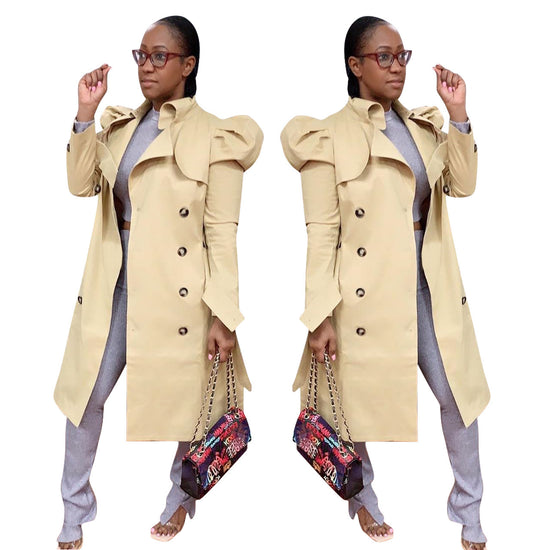 Pure Color All-match Long Trench Coat Women&