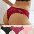3 Pcs Breathable Sexy Lacy Trim Briefs, Semi-Sheer Thong Women&