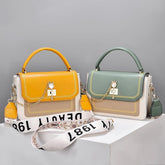 Wide Shoulder Strap Embroidery Thread Contrast Color Large Capacity Shoulder Bag - Swefashionstore