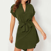 V-neck Short Sleeve Dress For Women - Swefashionstore