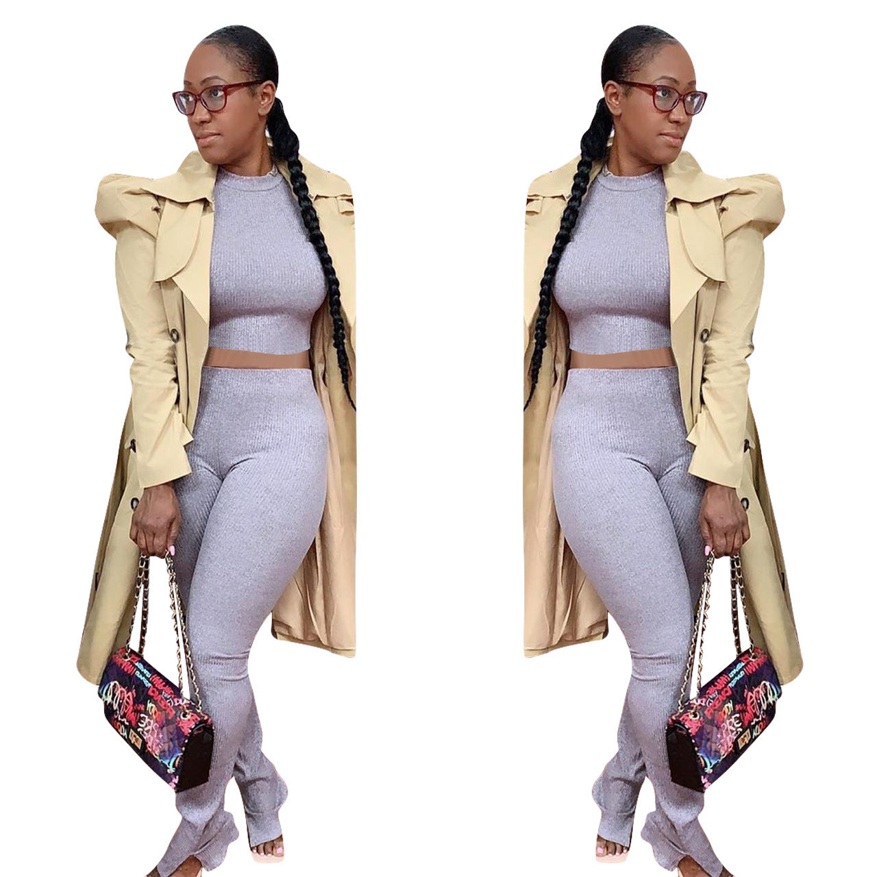 Pure Color All-match Long Trench Coat Women&