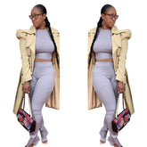 Pure Color All-match Long Trench Coat Women&