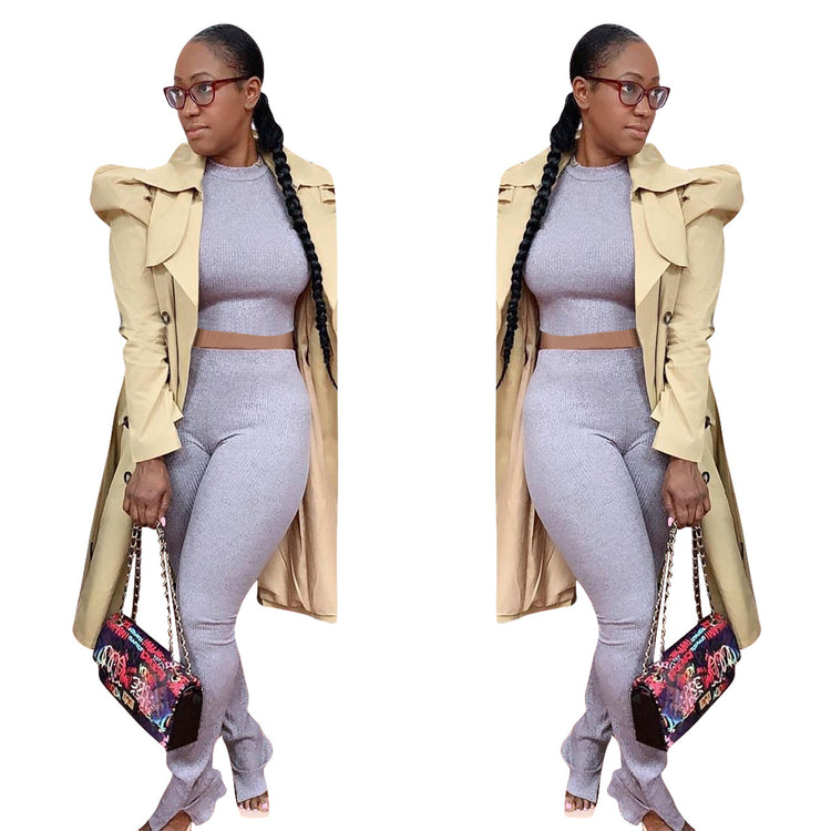 Pure Color All-match Long Trench Coat Women&