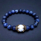 Fashion Alloy Crown Tiger Eye Bead Elastic Bracelet - Swefashionstore
