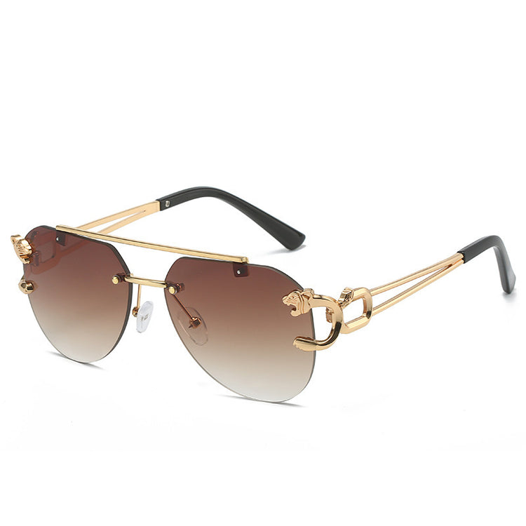 Rimless Leopard Head Sunglasses Women Men&