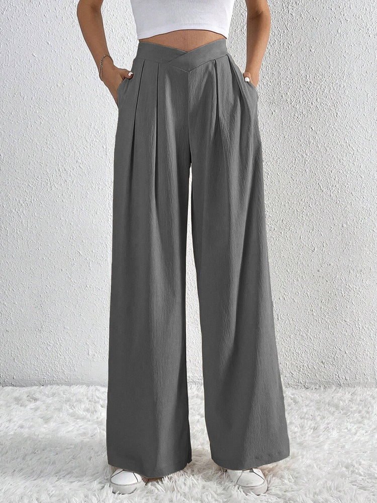 Summer New Solid Color Pleated Casual Wide-leg Pants - Swefashionstore