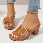 Fashion Crocodile-textured Buckle Sandals - Swefashionstore