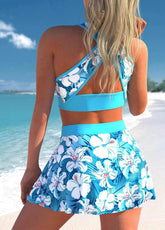 Split Swimwear Skirt Conservative Large Print - Swefashionstore