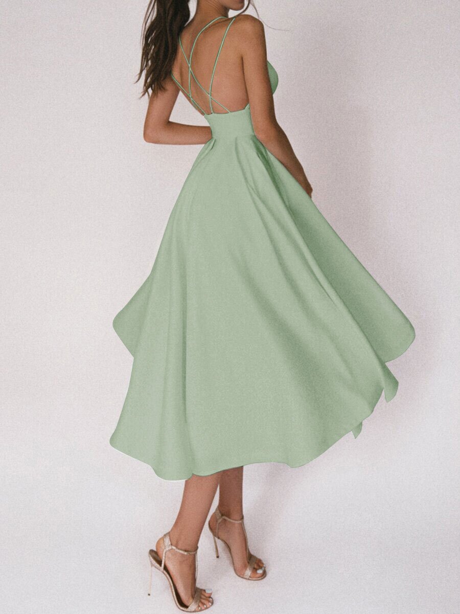 New Design V-neck Suspender Summer Fashion A-Line Long Dresses